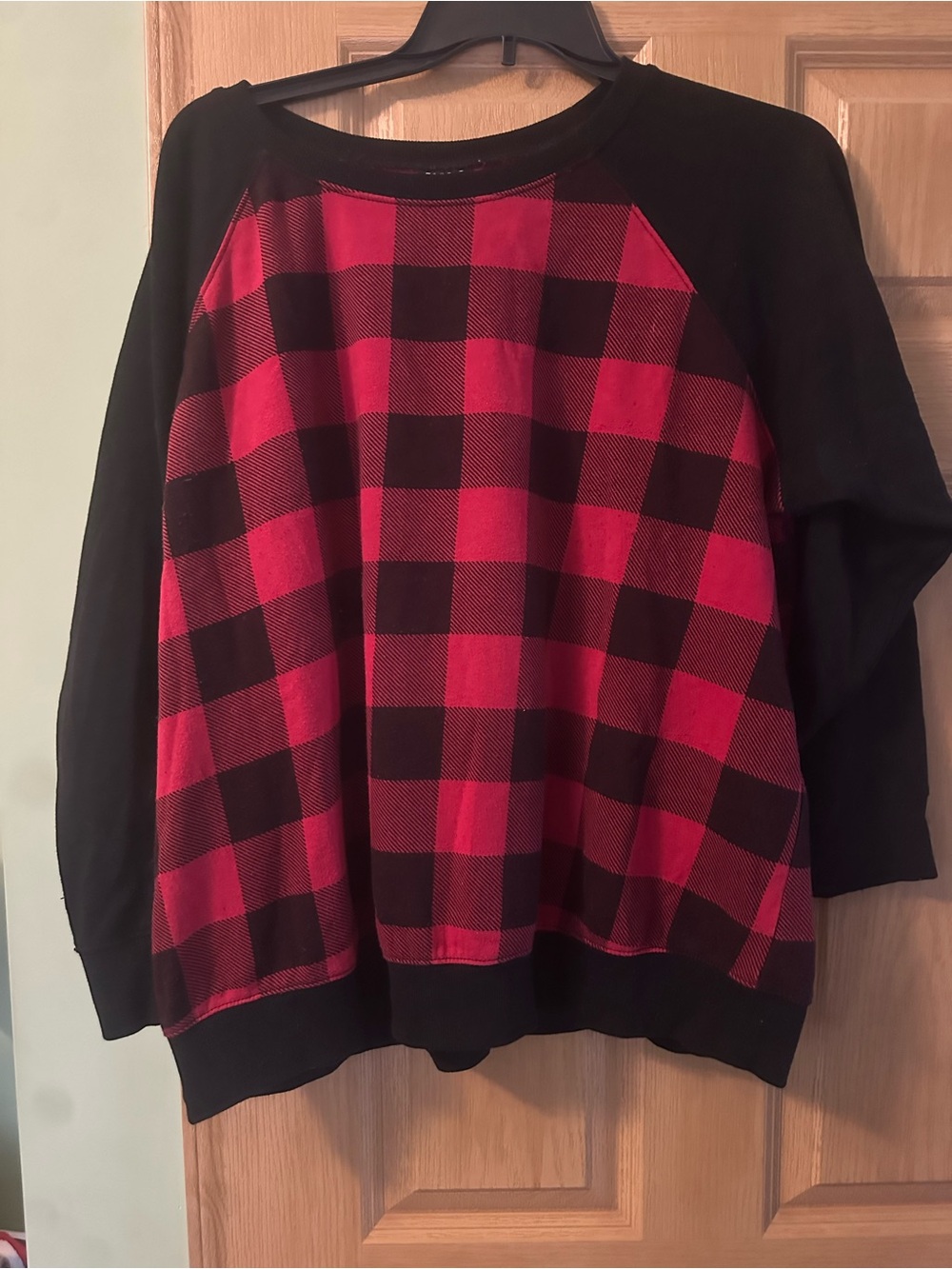 torrid Black and Red Buffalo Plaid Raglan Sweatshirt